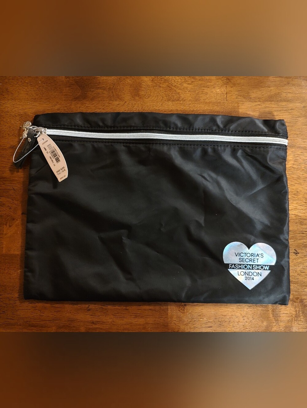 Victoria's Secret Black Zip Toiletry Pouch with Silver Accent
